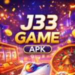 The J33 Game Download APK logo with modern casino theme.