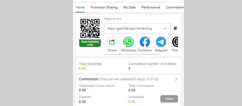 Golo789 APK Game main page