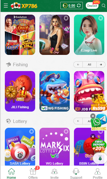 Dashboard of XP786 Game APK