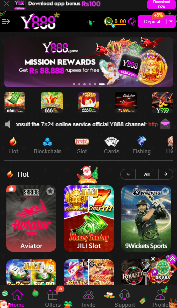 Interface of Y888 Game