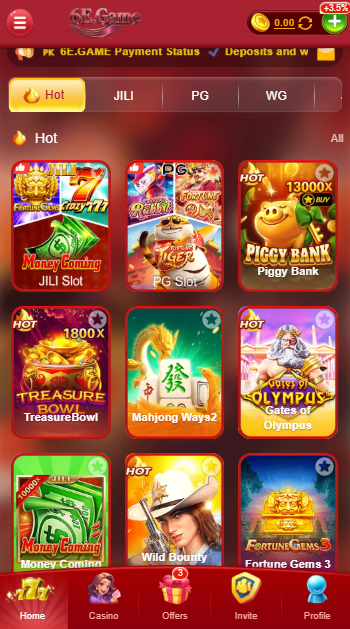 The interface of the 6E Casino Game APK
