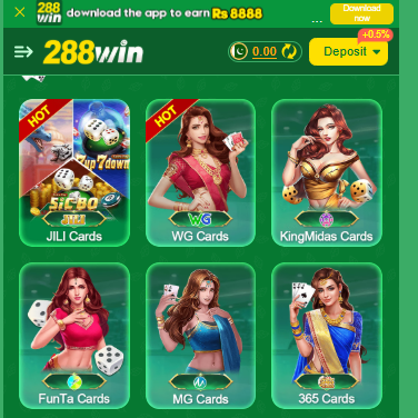 The main interface of the 288win.win apk 2026.