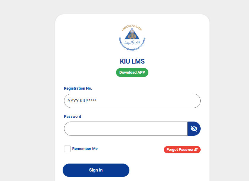 KIU LMS login page with registration number and password fields. The dashboard of KIU LMS 2026 | Student Guide.